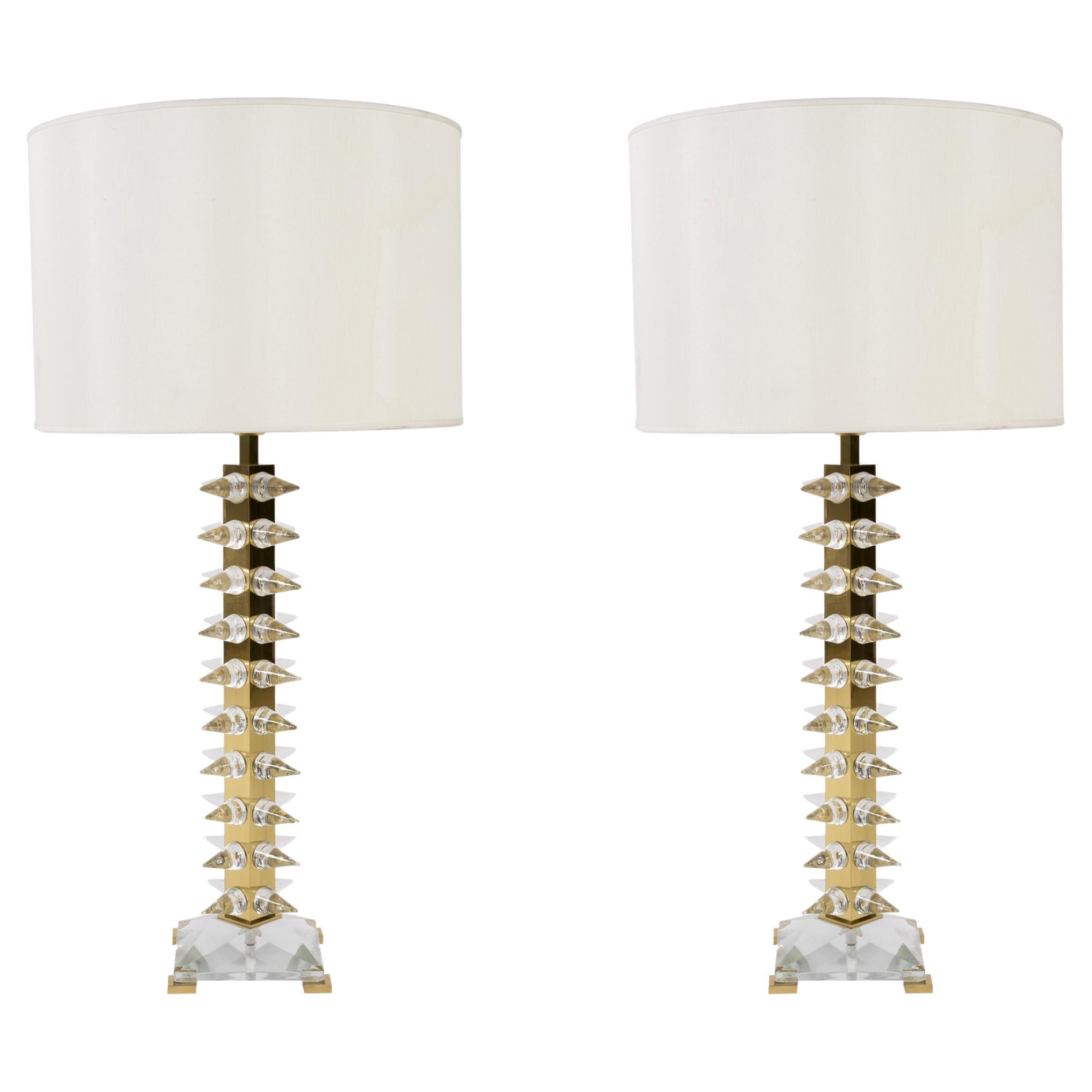 Coppia di lampade da tavolo contemporanee in Cristal