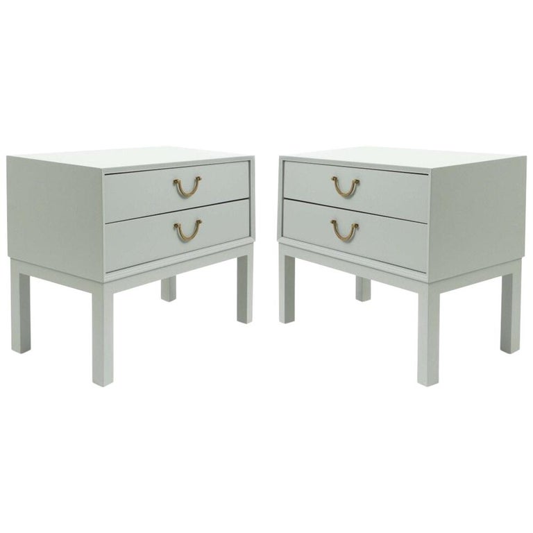 Pair of Contemporary Custom Light Gray Nightstands For Sale at 1stDibs pair of nightstands for