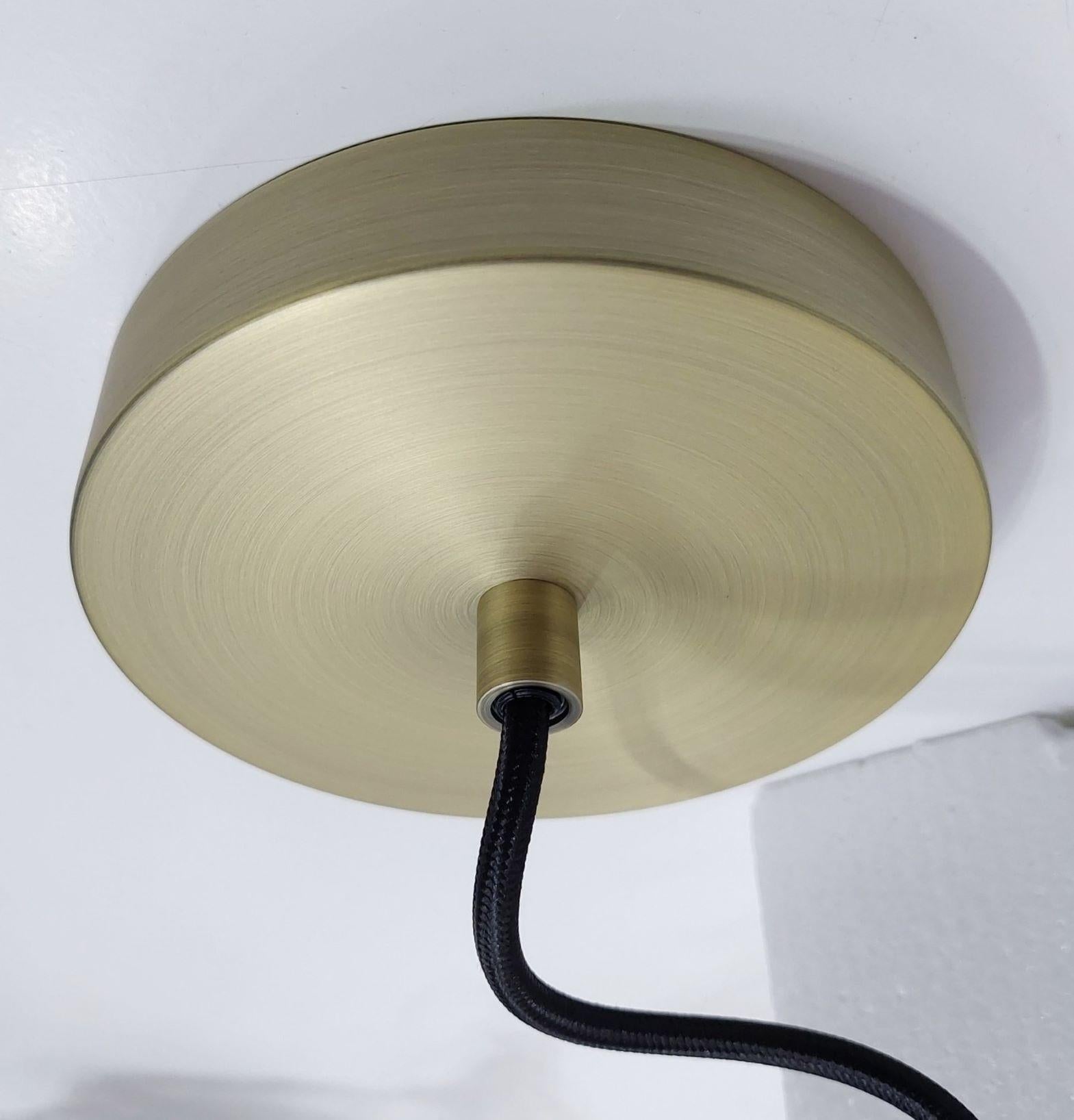 Pair of Contemporary Danish Design Satin Glass Brass Light Pendants, Denmark For Sale 6