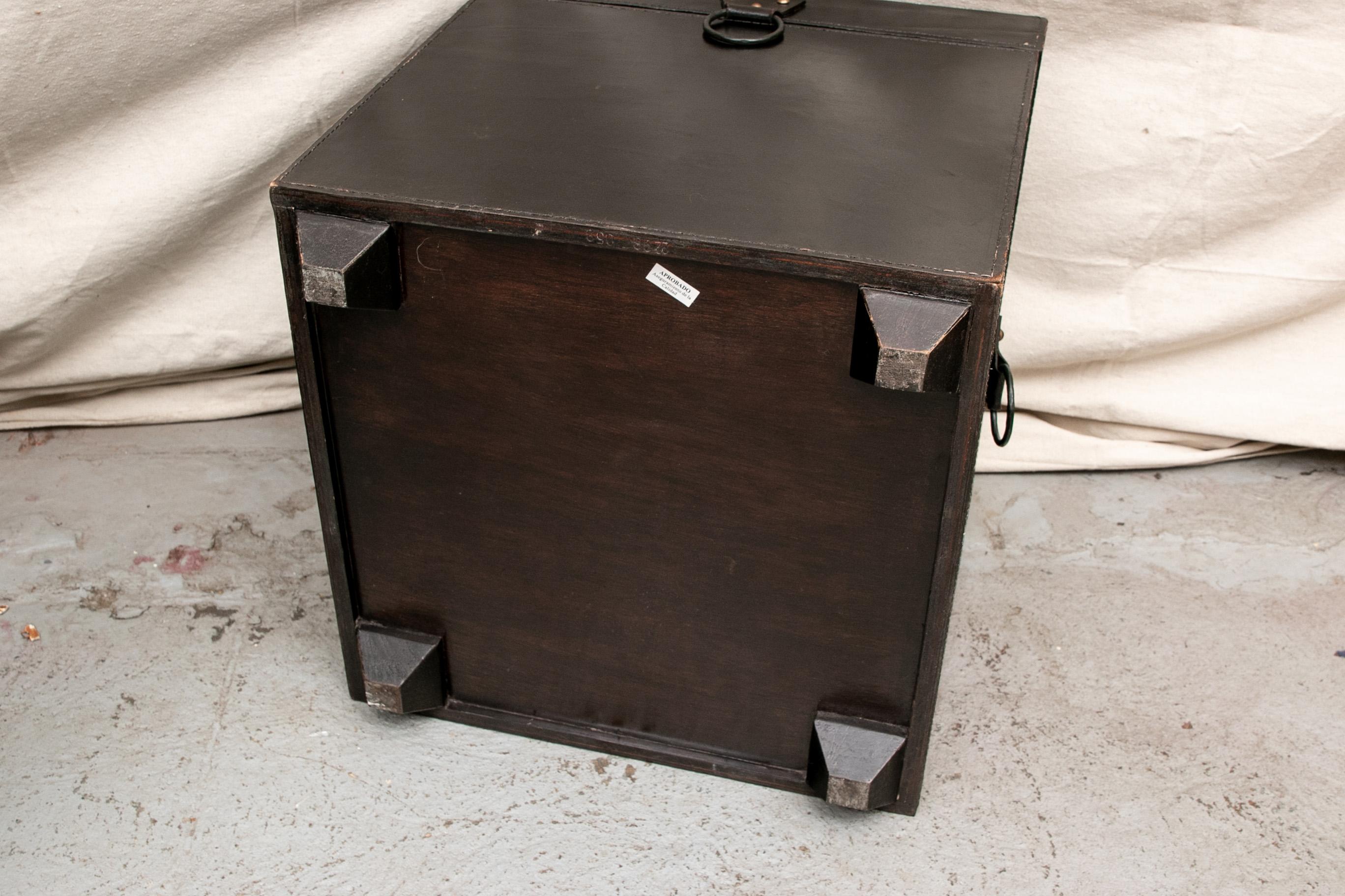 Pair of Contemporary Dark Chocolate Leather Storage Tables 1