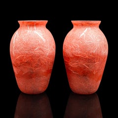 Pair Of Contemporary Decorative Flower Vases, English, Art Glass, Posy Sleeve