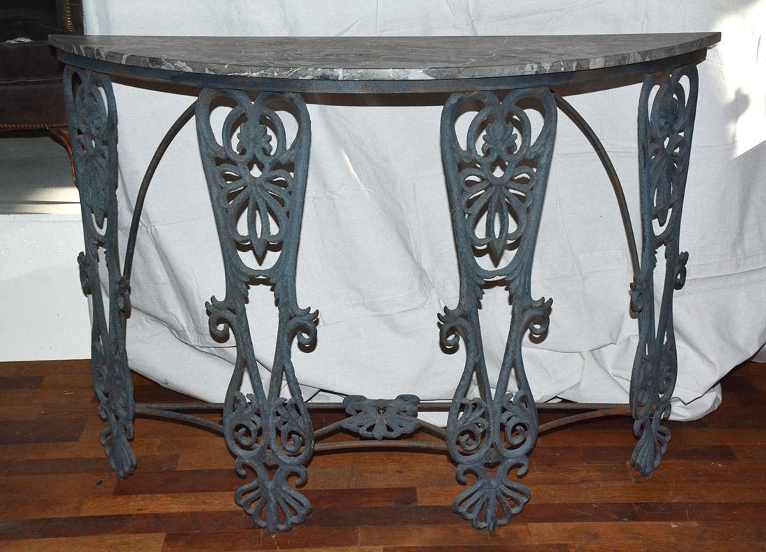 Egyptian Revival Pair of Contemporary Demi-Lune Console Table For Sale