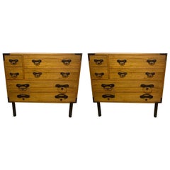 Vintage Pair of Contemporary Elm Chest of Drawers