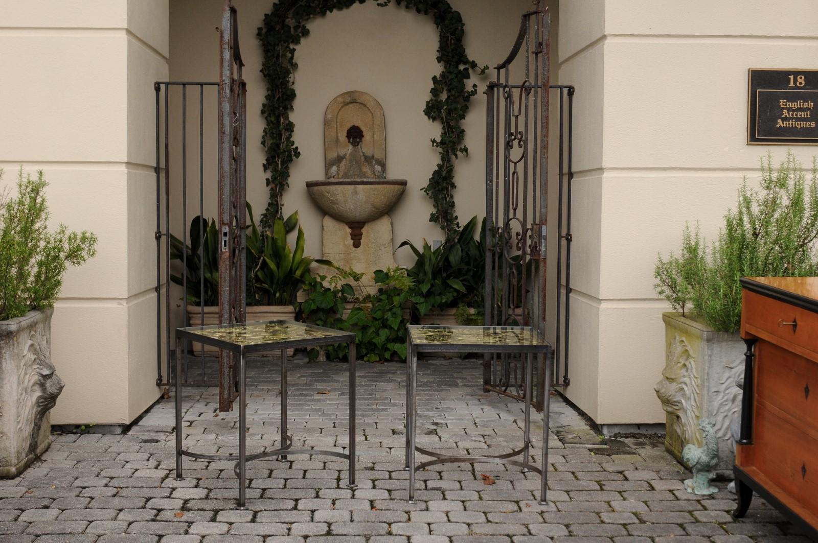 Pair of Contemporary End Tables Made of English 19th Century Brass Fire Screens For Sale 5