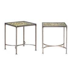 Pair of Contemporary End Tables Made of English 19th Century Brass Fire Screens