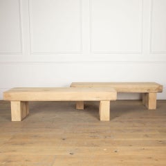 Pair of Contemporary English Oak Block Benches