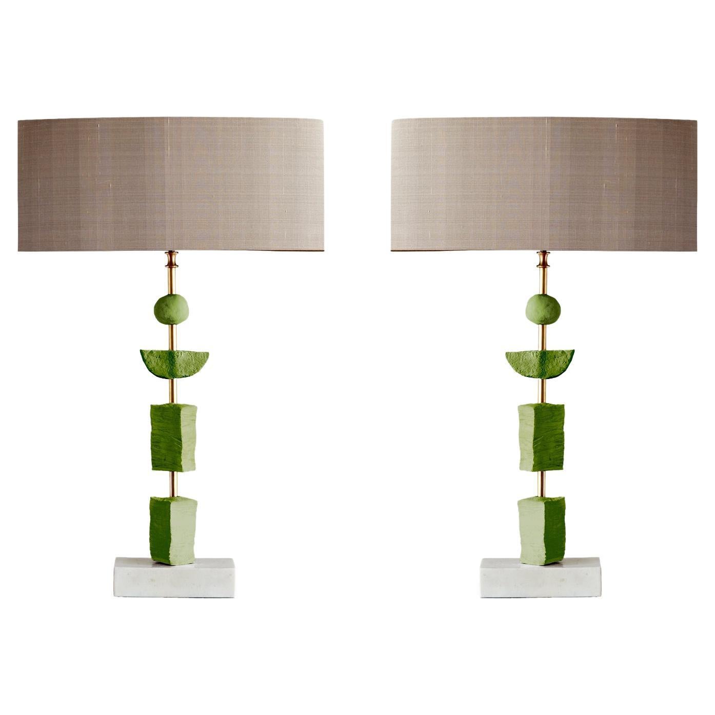 Pair of Contemporary European Table Lamp Synergy in Green by Margit Wittig For Sale