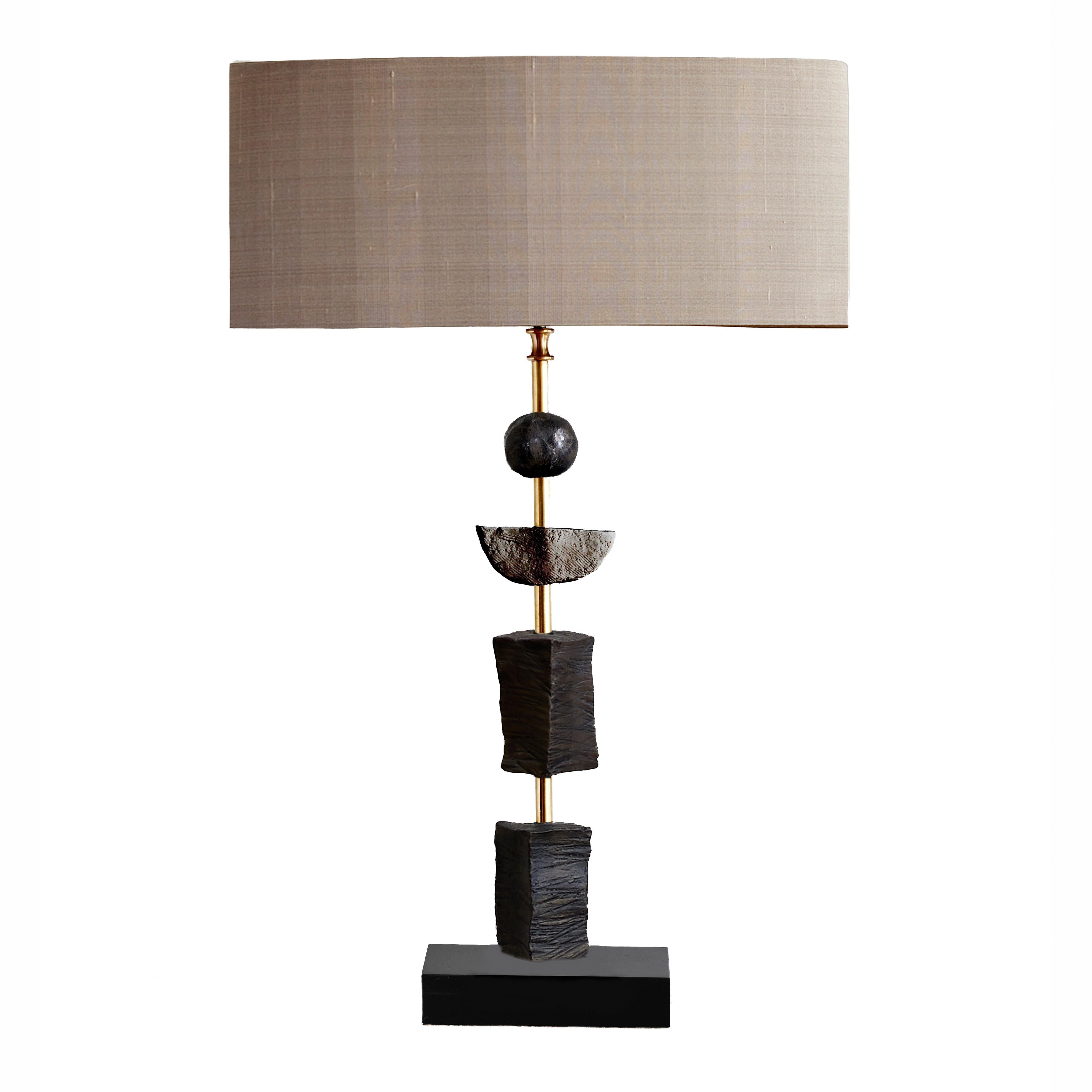 Modern 'Synergy'  Table Lamps in Dark Patina, European, Contemporary by Margit Wittig For Sale