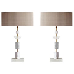 Pair of Contemporary European Table Lamp Synergy in White by Margit Wittig