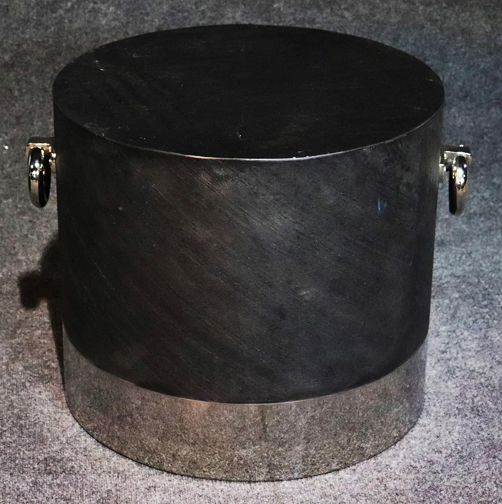 Modern Pair of Contemporary Faux Slate Drum Shaped End Tables