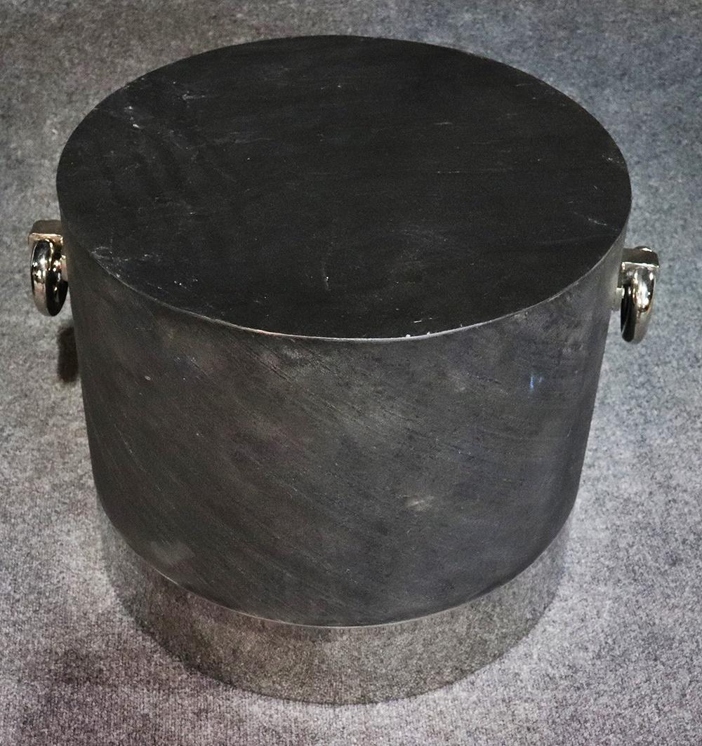 20th Century Pair of Contemporary Faux Slate Drum Shaped End Tables