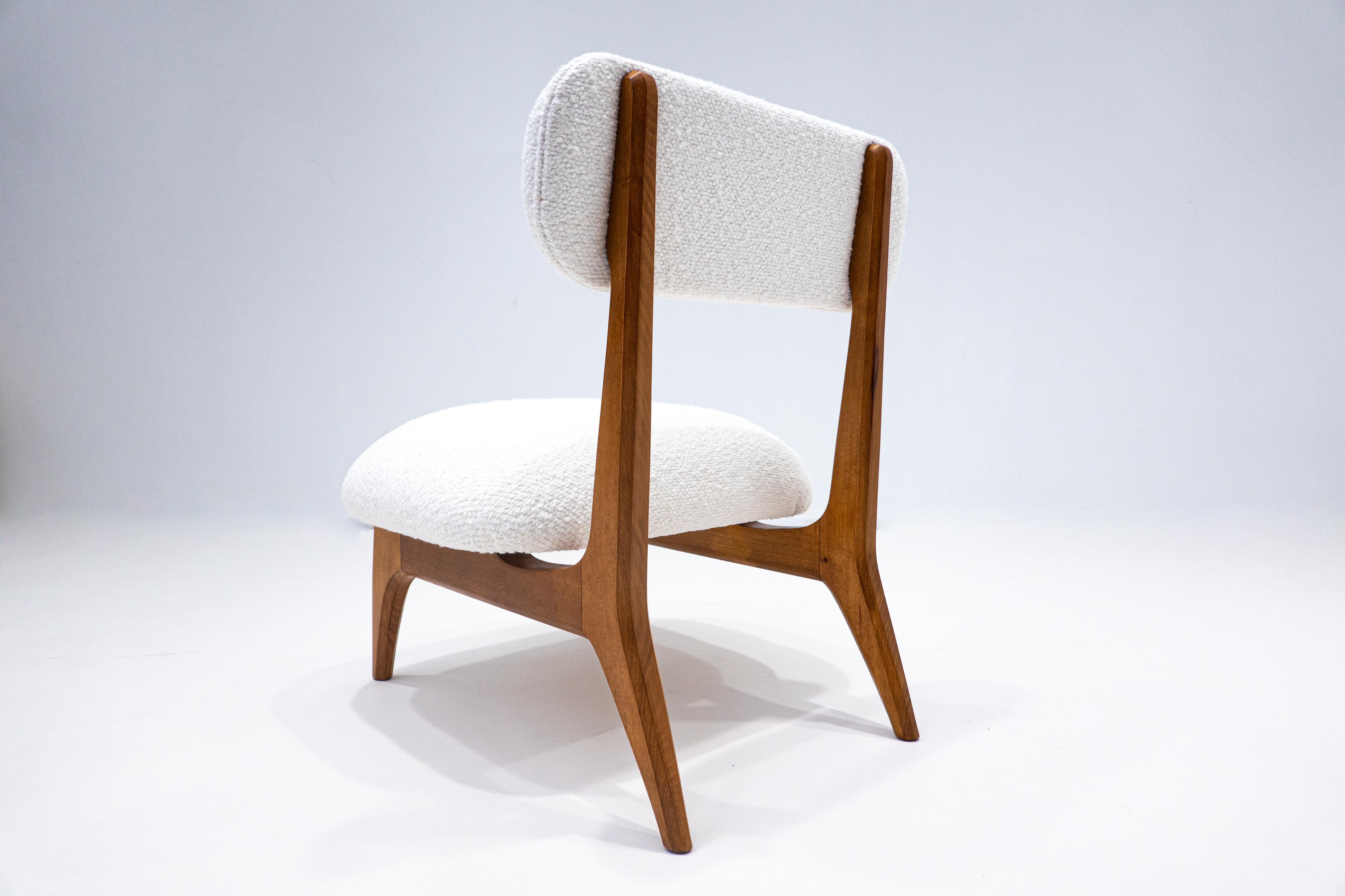 Paire de chaises de cheminée contemporaines, bouclette blanche, Italie en vente 1