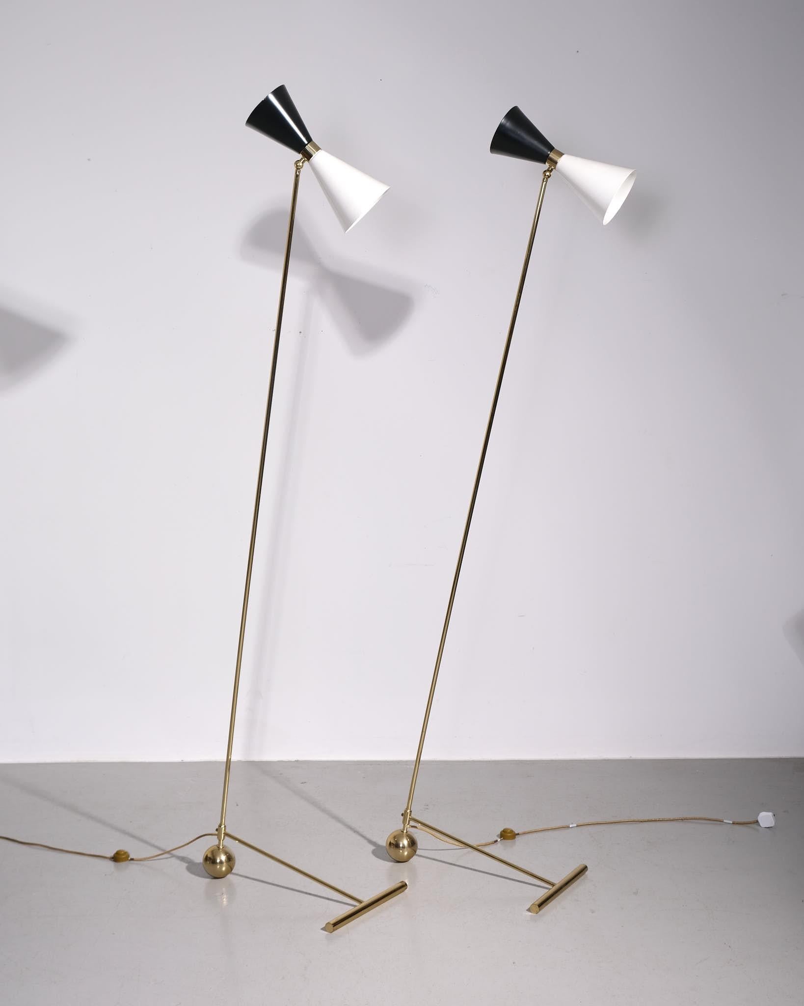 Pair of Contemporary Floor Lamps in the Style of Stilnovo For Sale 1