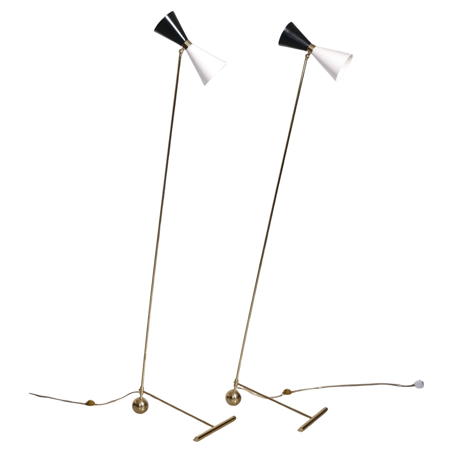 Pair of Contemporary Floor Lamps in the Style of Stilnovo