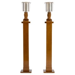 Pair of Contemporary Floor Lamps Topped with Busts
