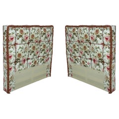 Pair of Contemporary Floral Tufted Upholstered Twin-Size Headboards