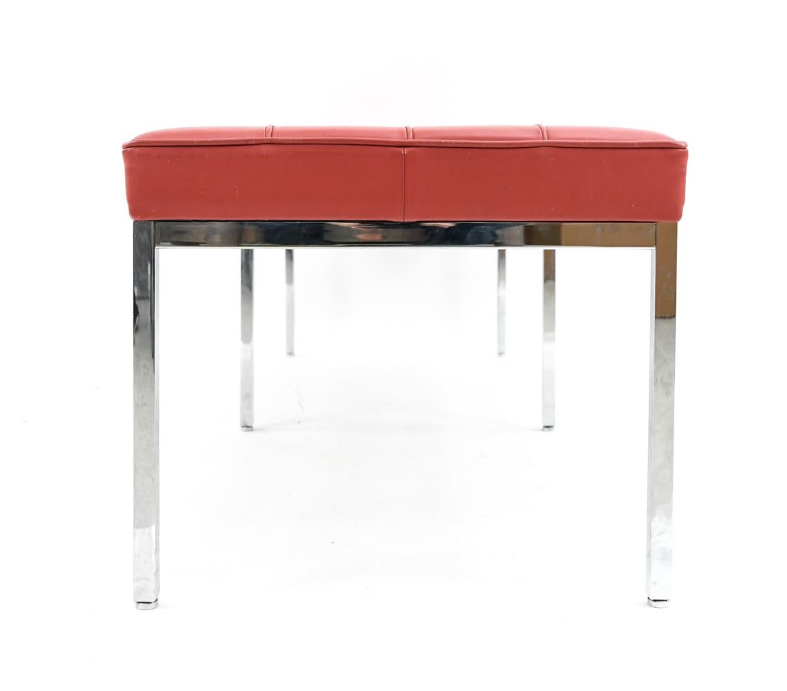 Pair of Contemporary Florence Knoll Three-Seat Benches in Red Leather 6