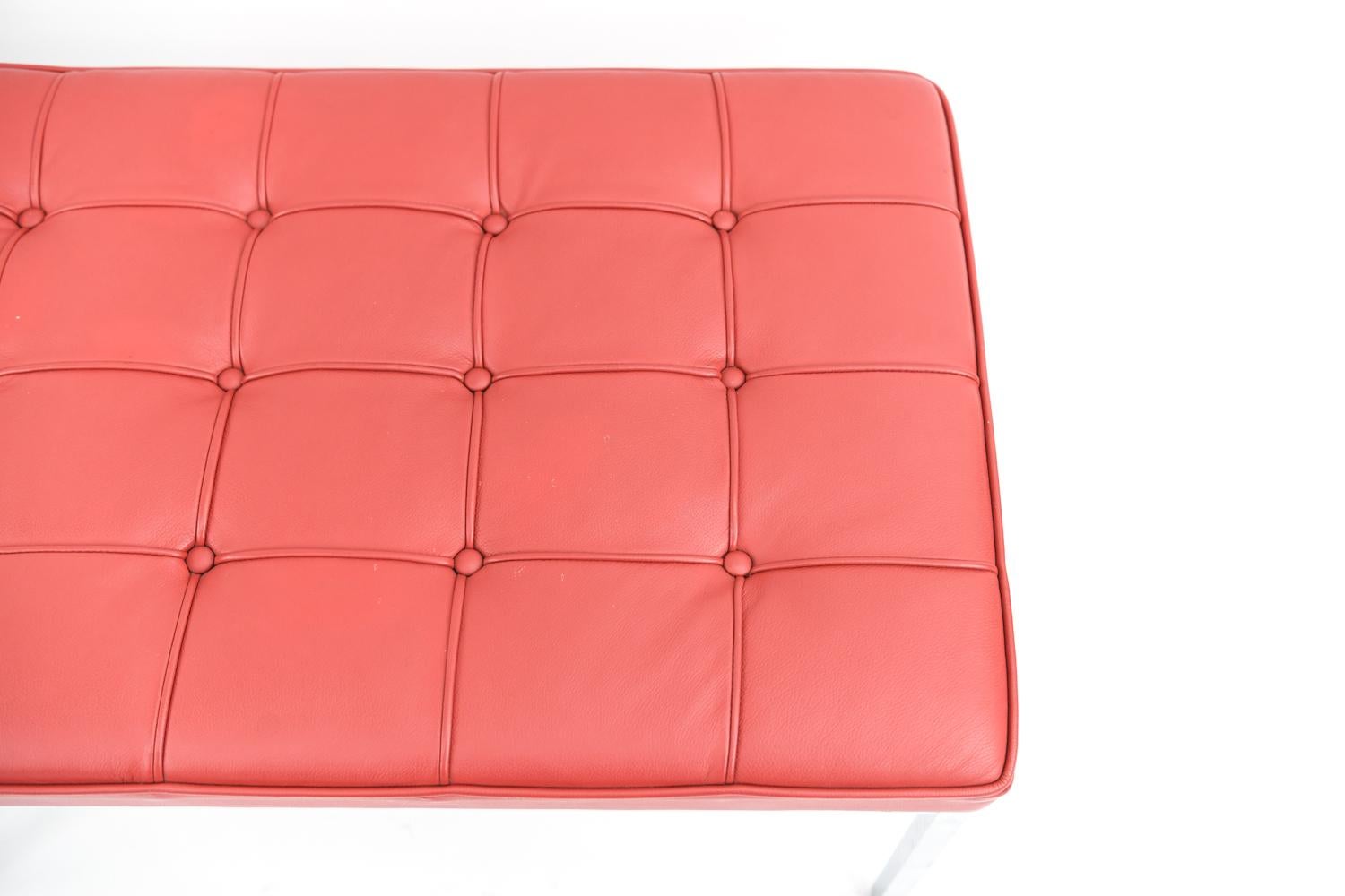 red leather bench