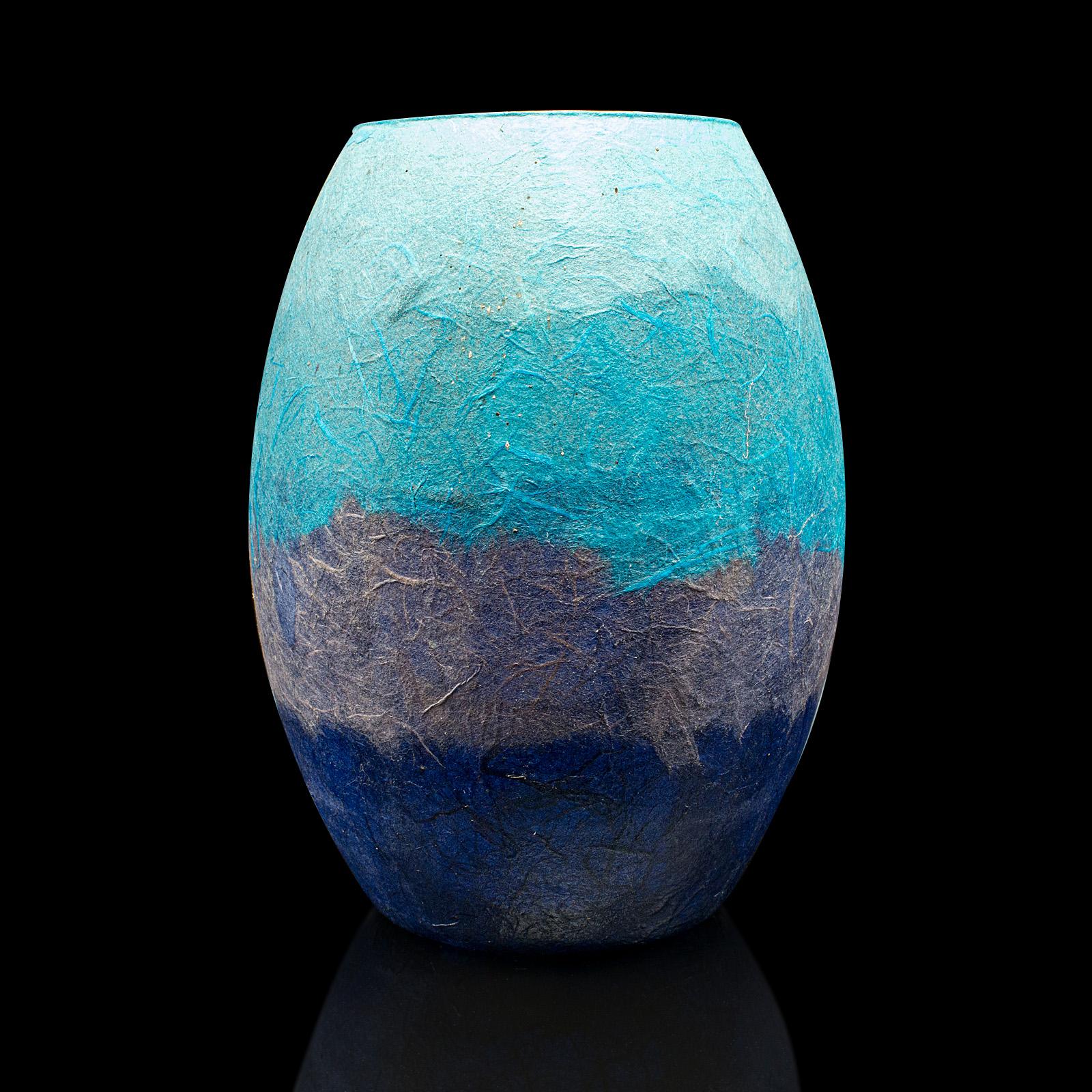 Pair Of Contemporary Flower Vases, English, Art Glass, Straw Silk, Baluster Urn For Sale 5