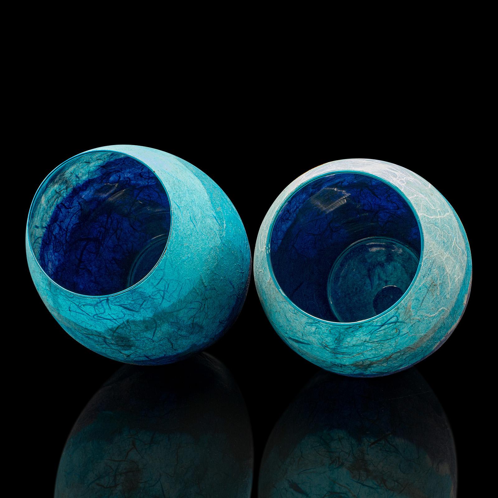 Pair Of Contemporary Flower Vases, English, Art Glass, Straw Silk, Baluster Urn For Sale 6