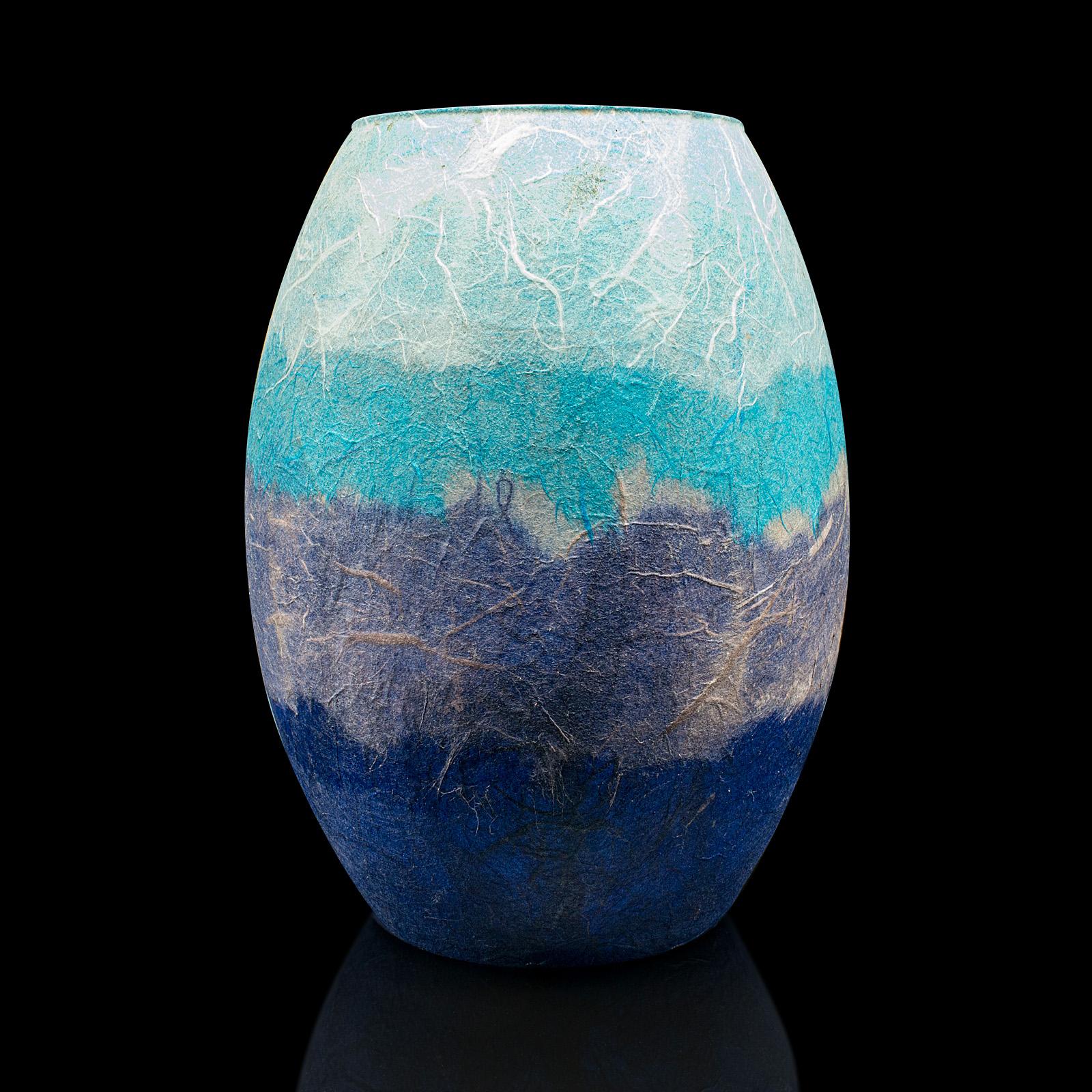Modern Pair Of Contemporary Flower Vases, English, Art Glass, Straw Silk, Baluster Urn For Sale
