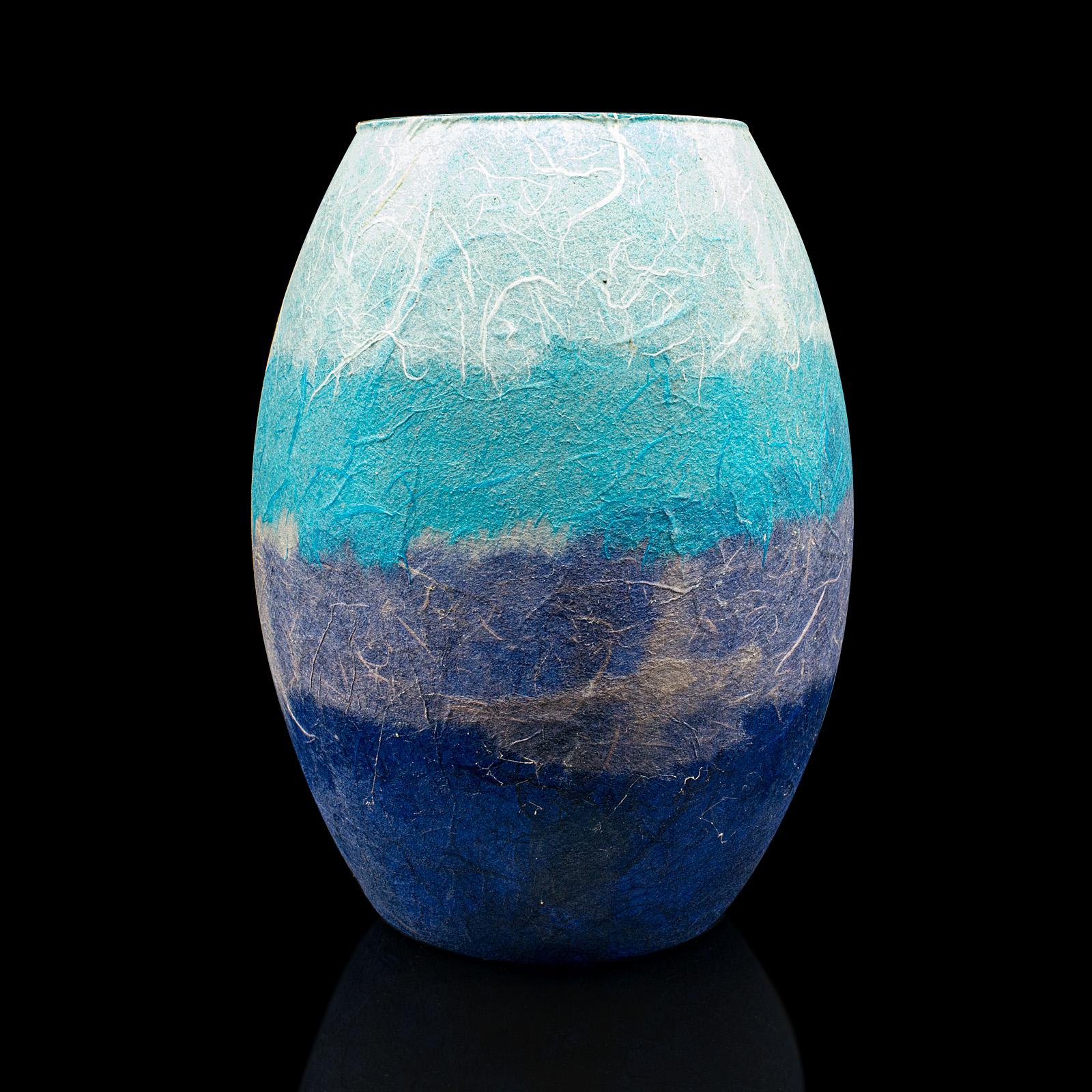 Pair Of Contemporary Flower Vases, English, Art Glass, Straw Silk, Baluster Urn For Sale 1
