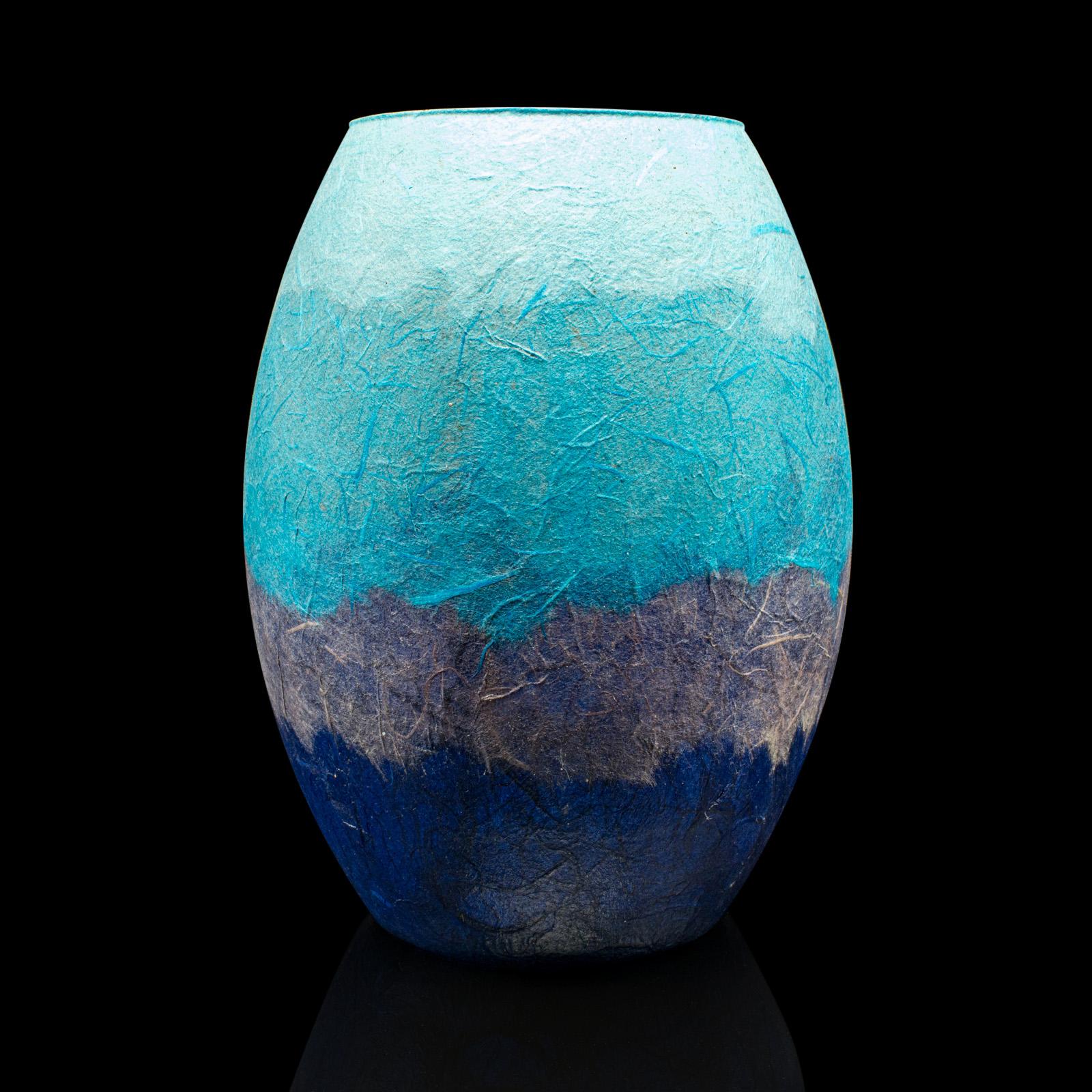 Pair Of Contemporary Flower Vases, English, Art Glass, Straw Silk, Baluster Urn For Sale 2