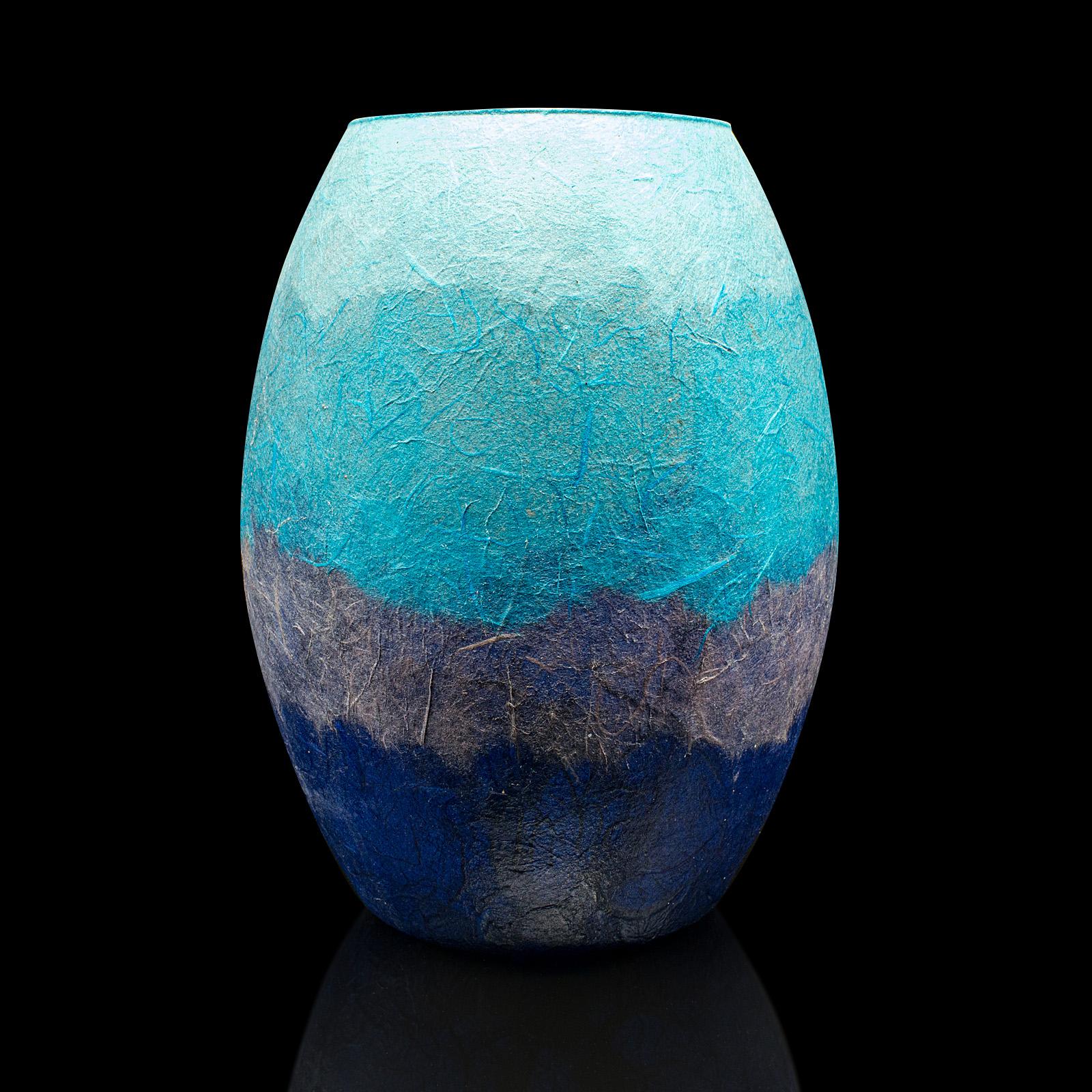 Pair Of Contemporary Flower Vases, English, Art Glass, Straw Silk, Baluster Urn For Sale 3