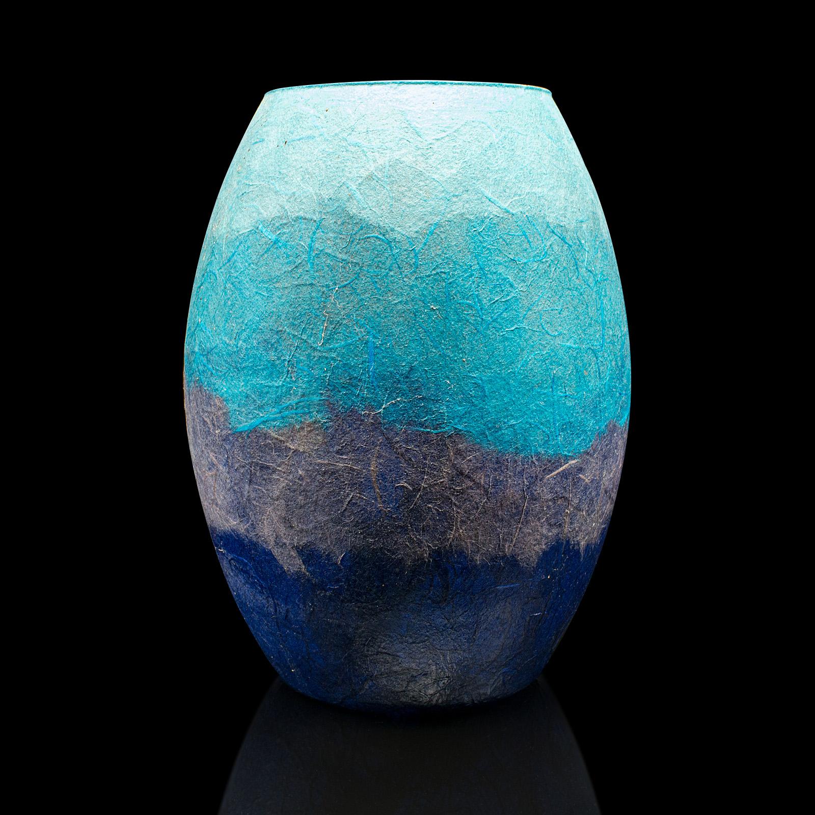 Pair Of Contemporary Flower Vases, English, Art Glass, Straw Silk, Baluster Urn For Sale 4