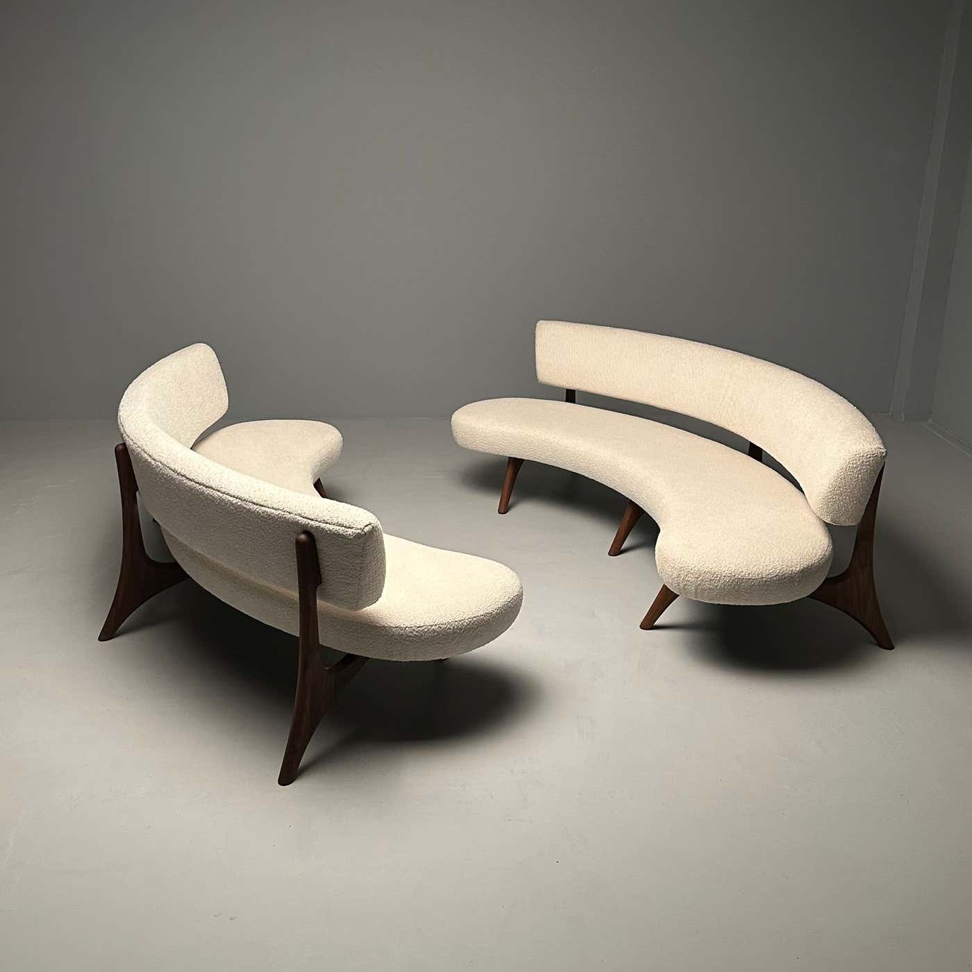 Contemporary, Freeform Floating Sofas, Walnut, Nubby Boucle, 2000s For ...