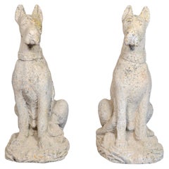 Pair of Contemporary French Granite Composite Boxer Sculptures