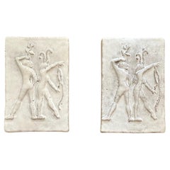 Pareja de apliques de cerámica escultórica francesa contemporánea