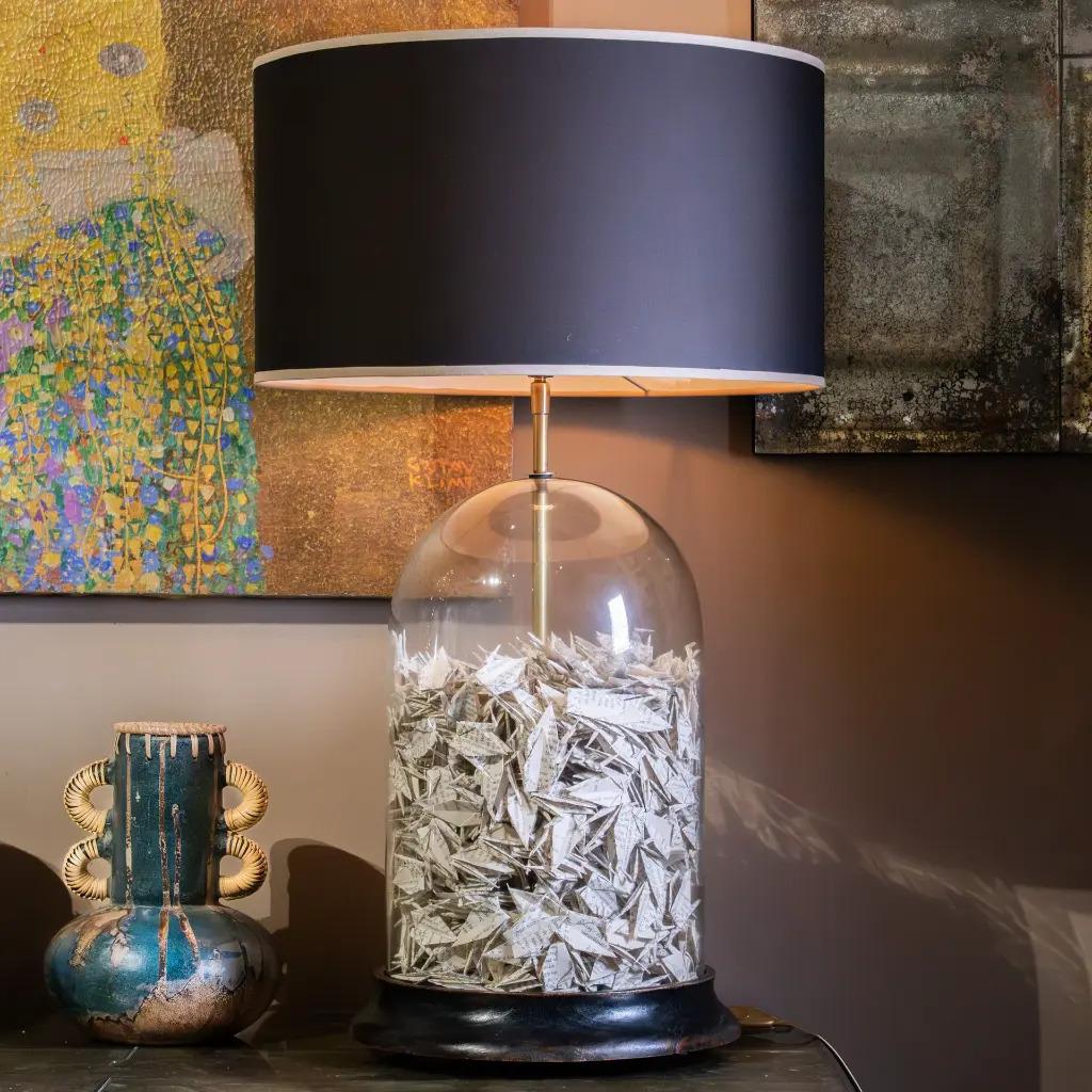 Verre Paire de lampes contemporaines en verre et papier inspirées de la tradition japonaise de l'origami en vente