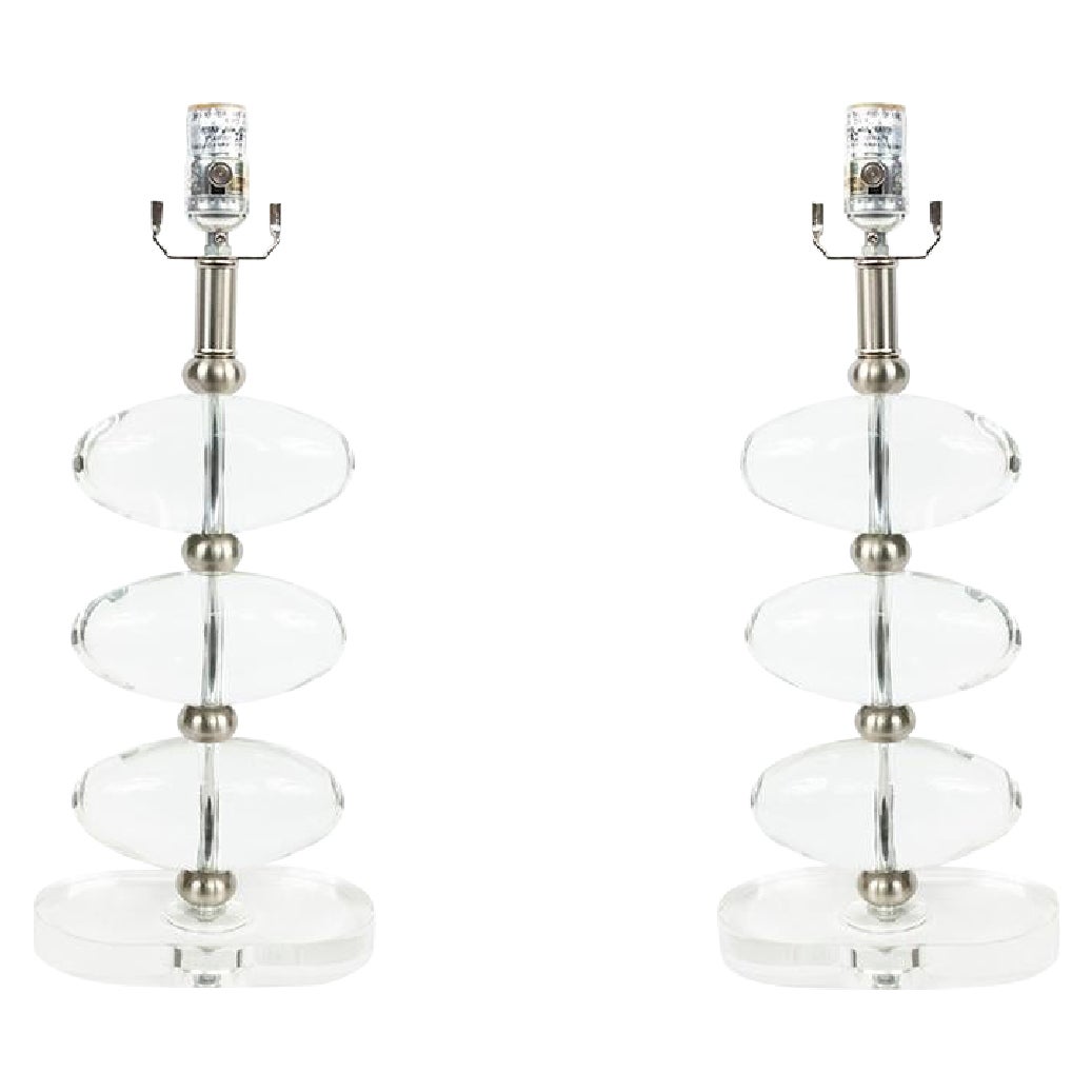 Pair of Contemporary Glass Bulb Table Lamps en vente