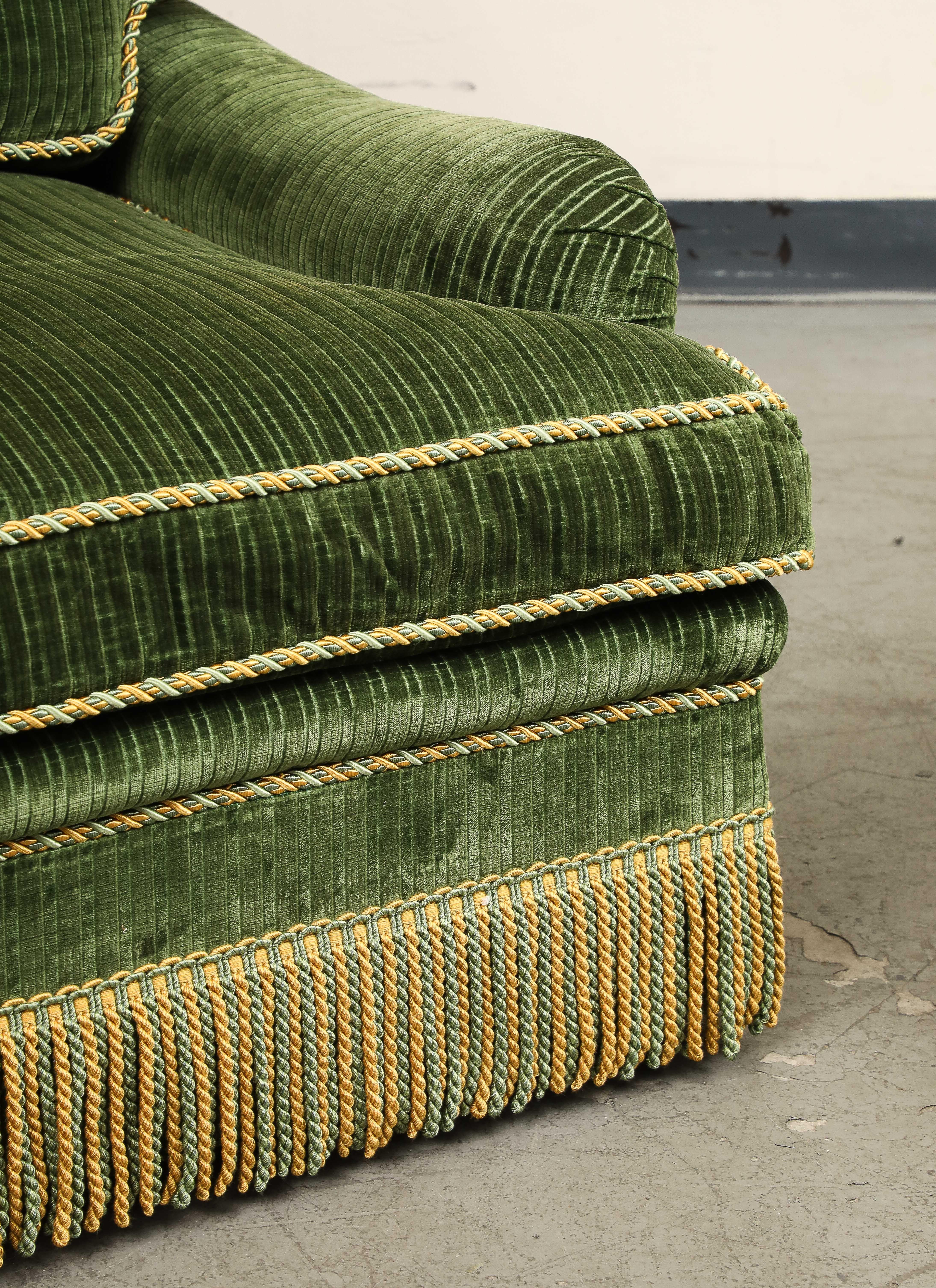 Pair of Contemporary Green Velvet Swivel Club Chairs by Thomas Britt 4