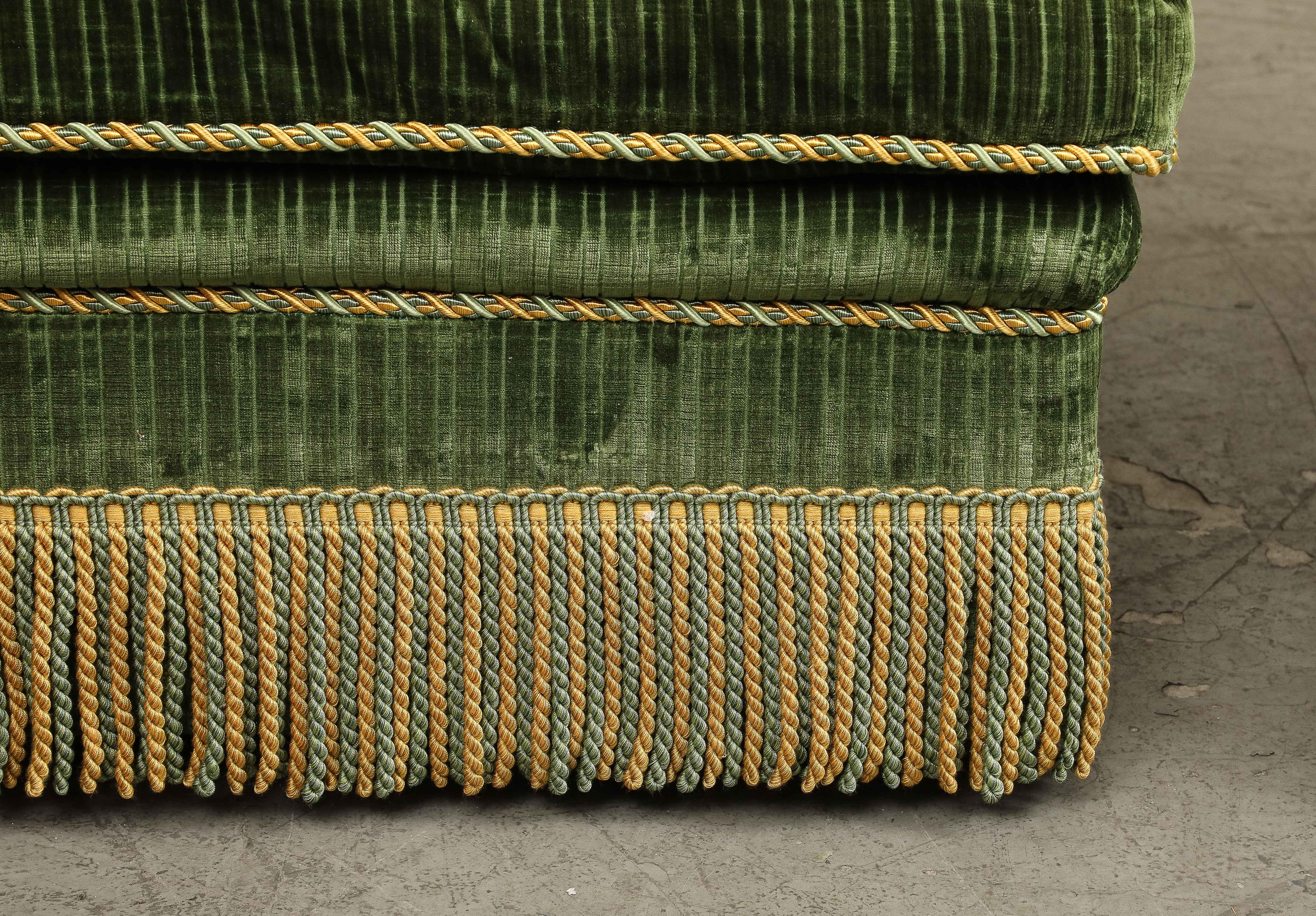 Pair of Contemporary Green Velvet Swivel Club Chairs by Thomas Britt 3