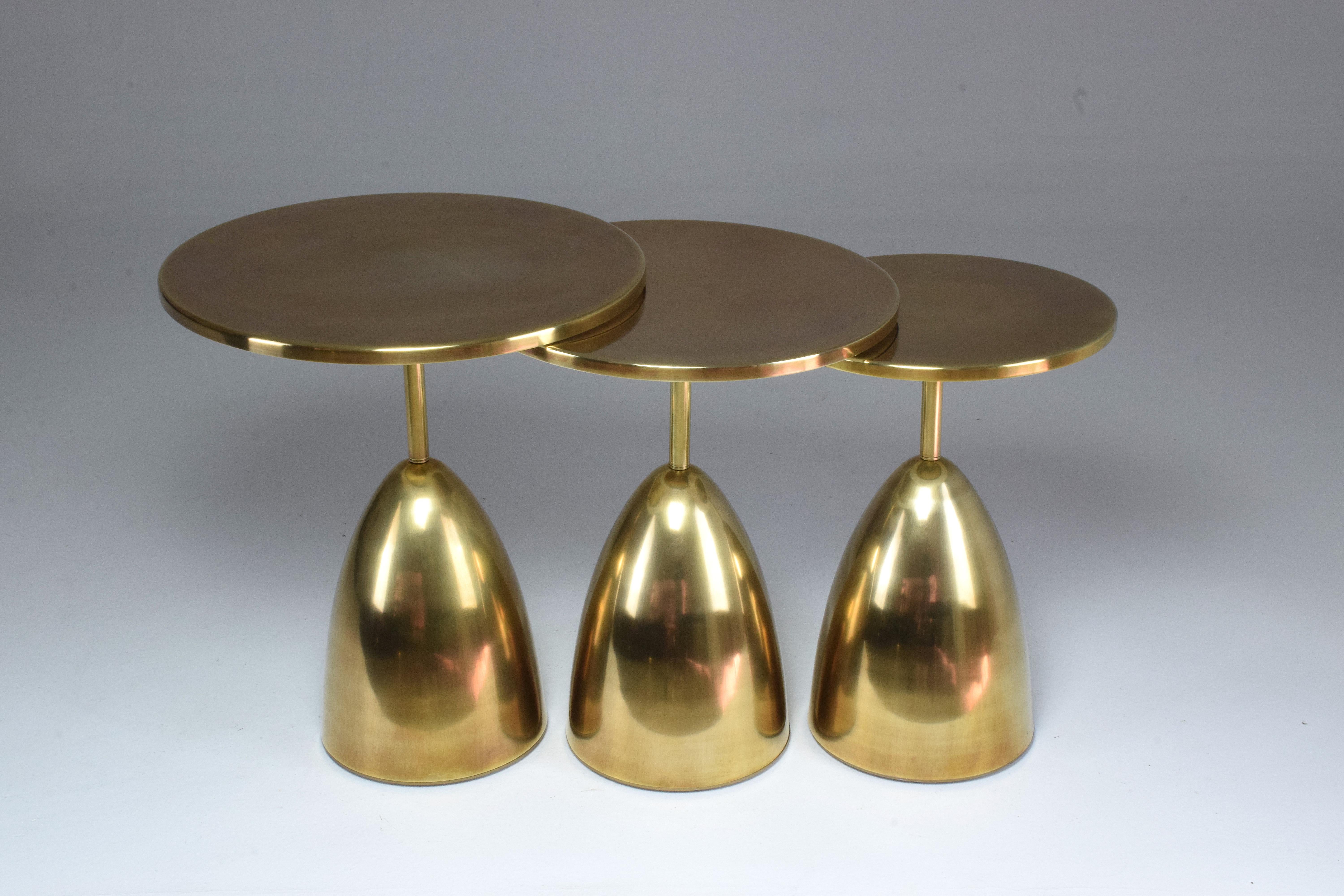  Pair of Or-Ora handcrafted brass side tables by Jonathan Amar Studio  For Sale 7