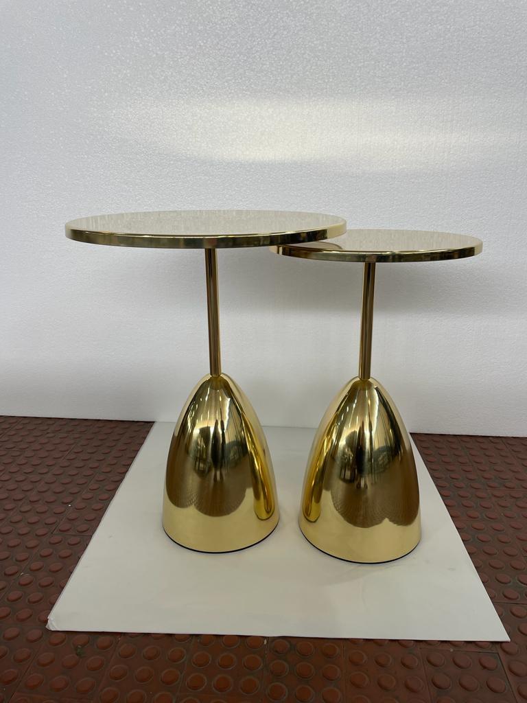 French  Pair of Or-Ora handcrafted brass side tables by Jonathan Amar Studio  For Sale