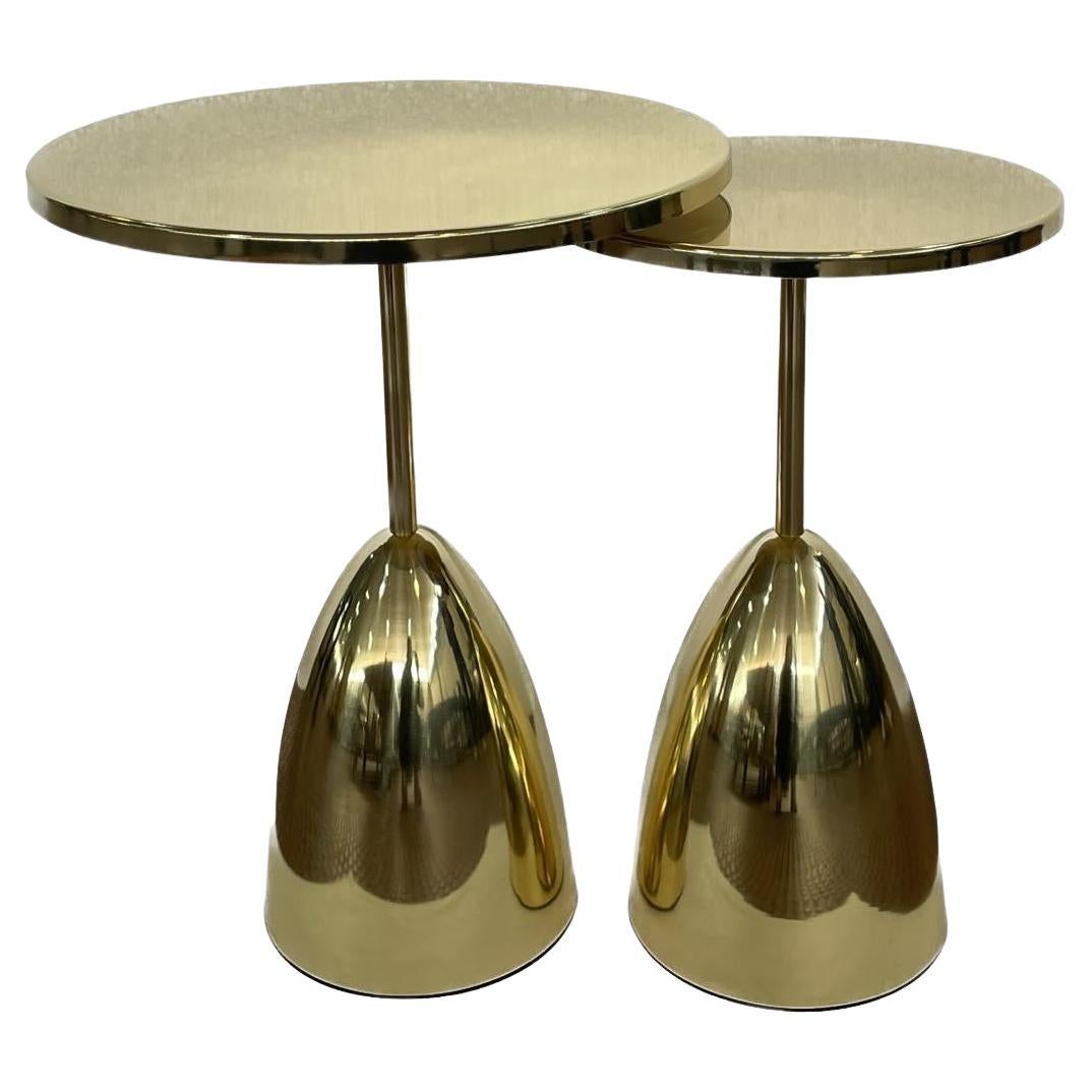 Pair of Or-Ora handcrafted brass side tables by Jonathan Amar Studio  For Sale