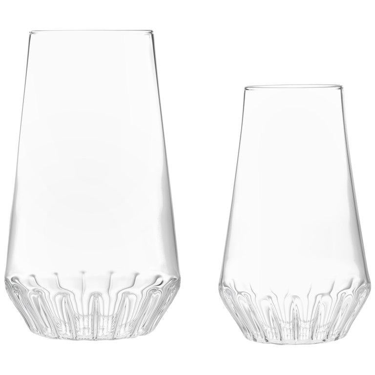 EU Clients Pair of Contemporary Handcrafted Czech Glass Modern Vases, in Stock