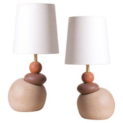 Pair of Dupont Table Lamps - Contemporary Handmade Ceramic, postmodern sculpture