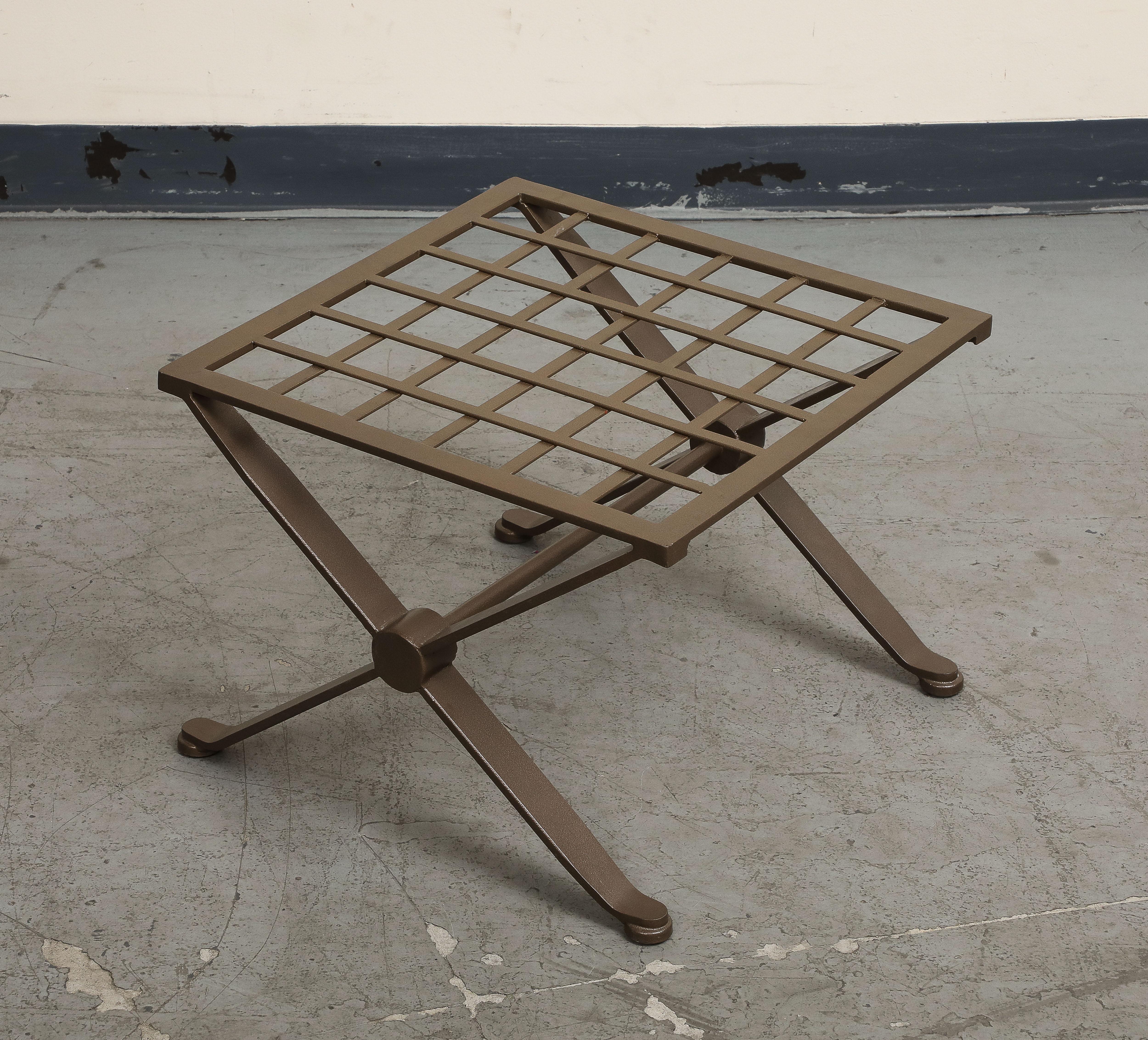 Pair of Contemporary Herringbone X-Form Bronze Benches For Sale 5