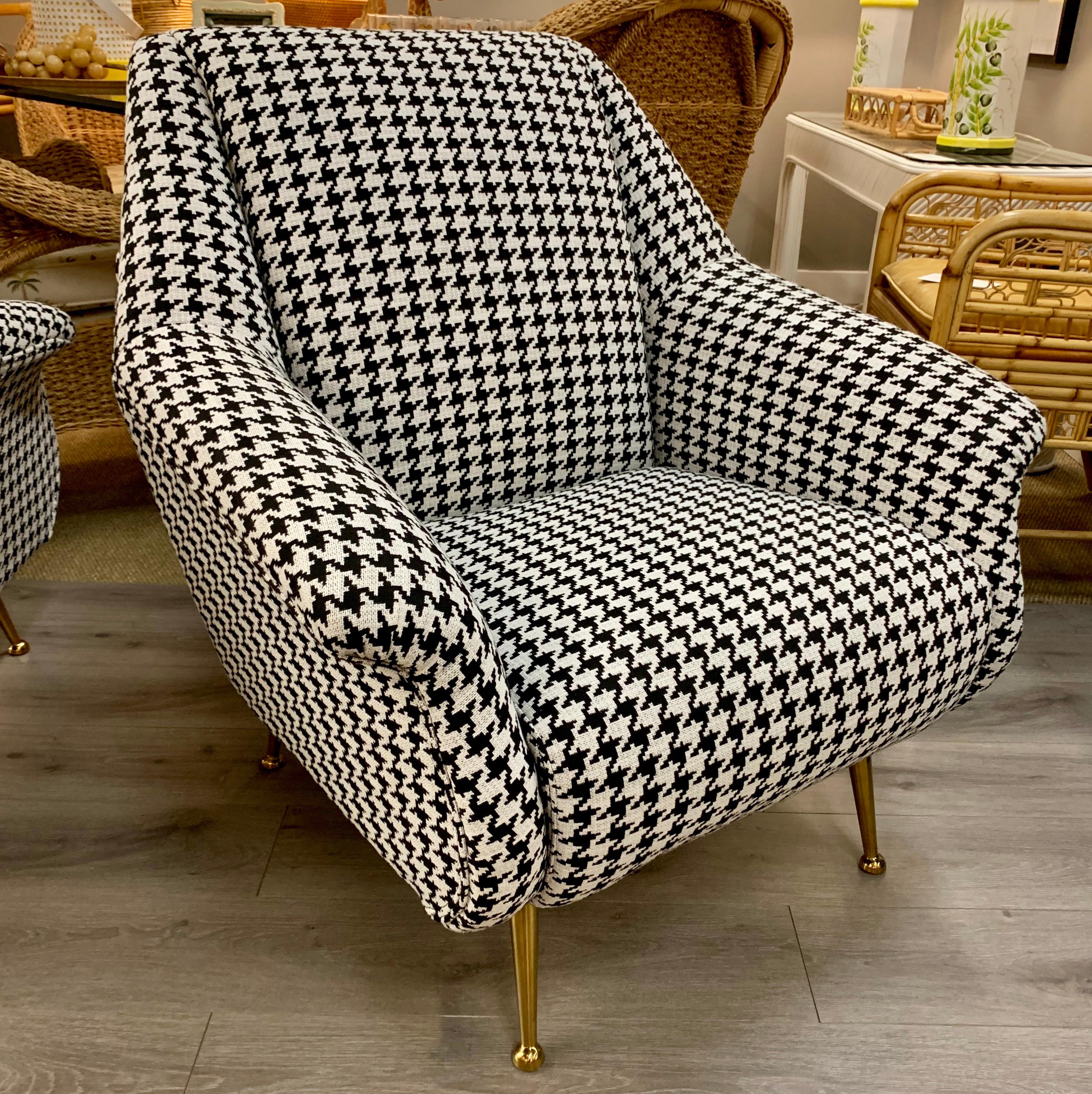 black and white houndstooth chair