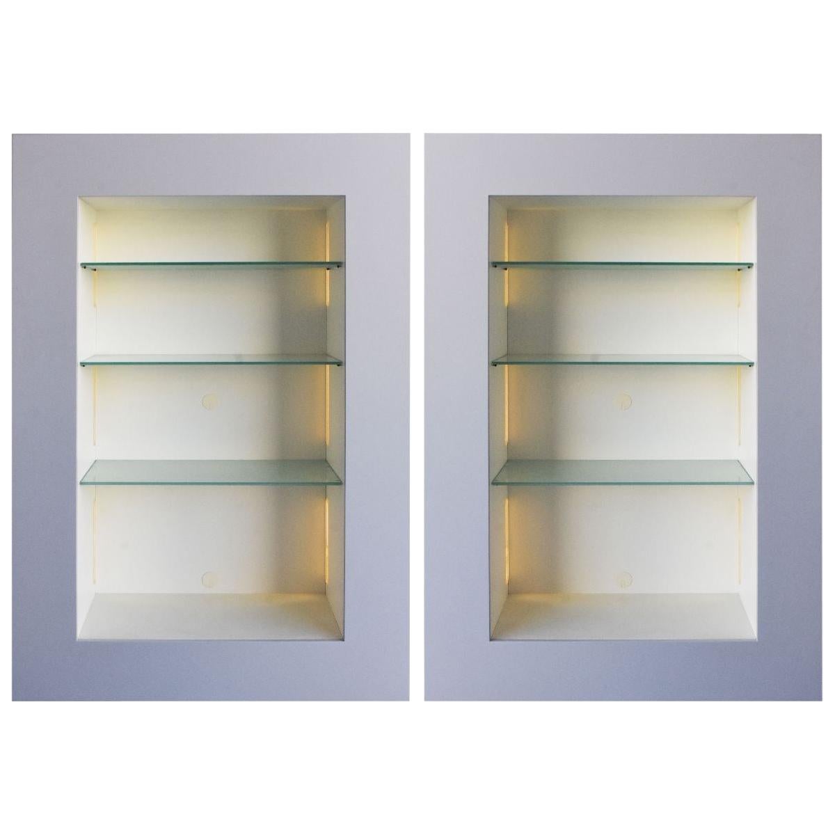 Pair of Contemporary Illuminated Display Cases in Lacquered Wood, Acerbis