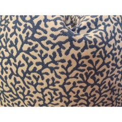 Pair of Contemporary Indoor/ Outdoor “Barrier Reef” in Blue & White Pillows