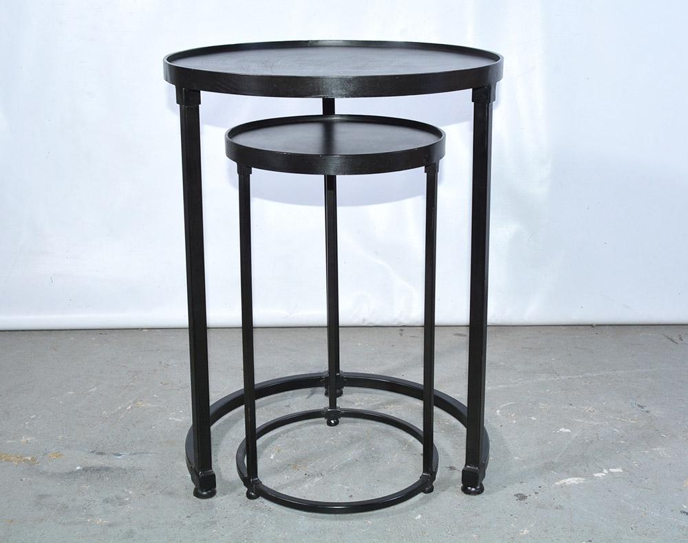 Modern Pair of Contemporary Iron Stacking Round Side Tables