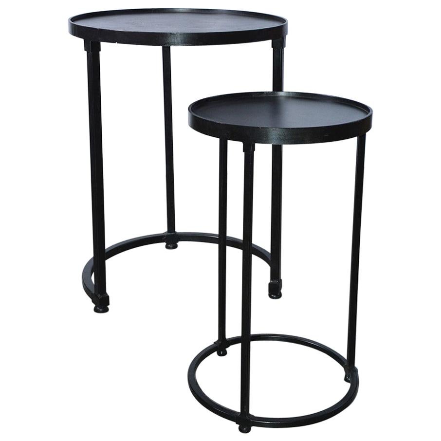 Pair of Contemporary Iron Stacking Round Side Tables
