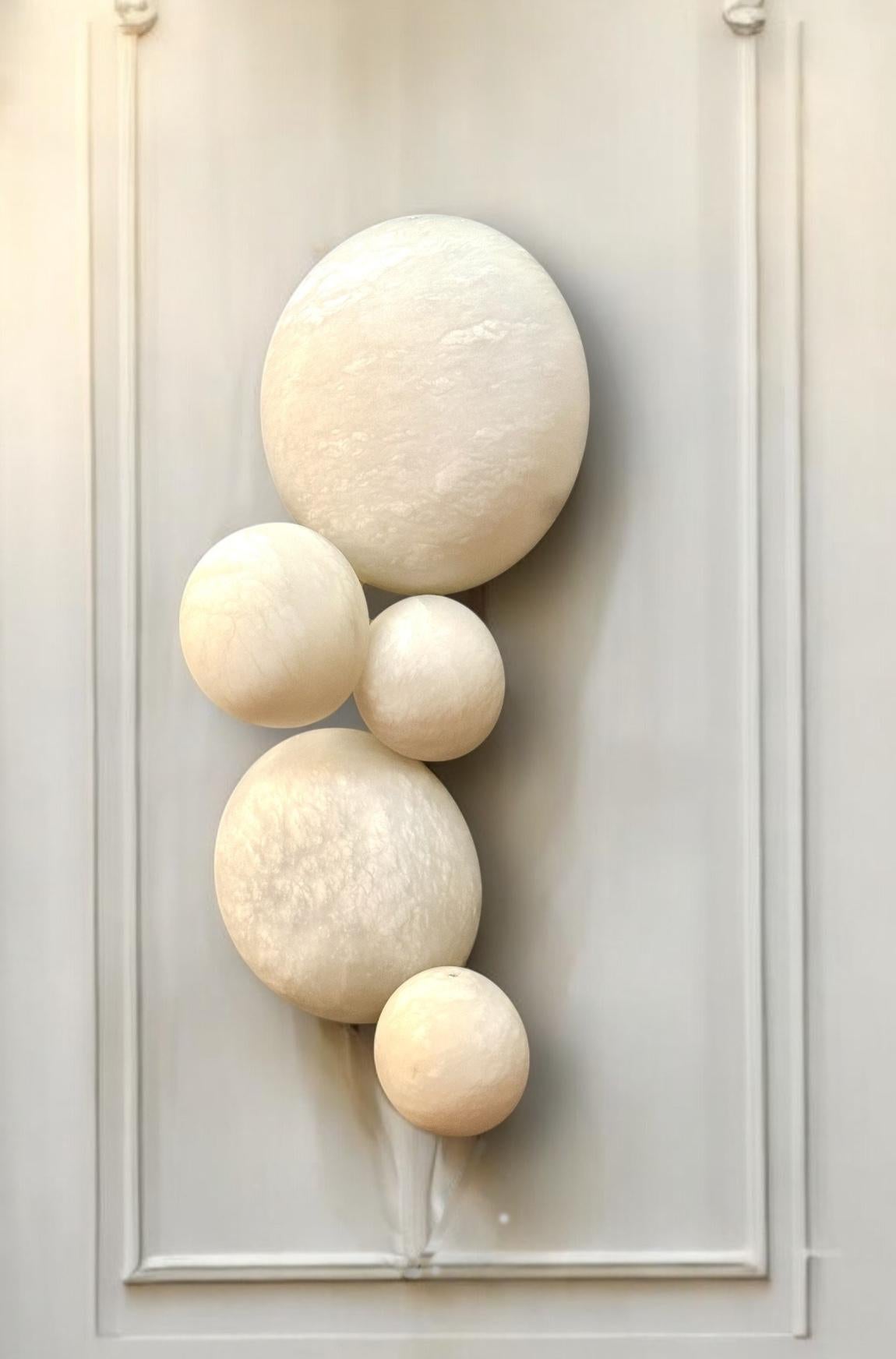 Space Age Pair of  Contemporary Italian Alabaster Marble Globe Wall Lights or Sconces For Sale