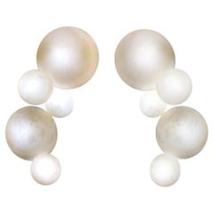 Pair of  Contemporary Italian Alabaster Marble Globe Wall Lights or Sconces