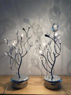 Pair of Contemporary Italian Chrome Table Lamps